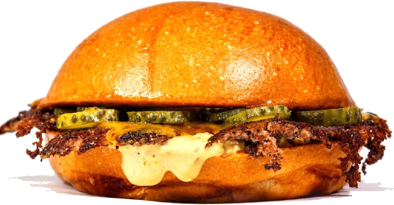 Classic — the winter burger with pickles, American cheddar and house sauce